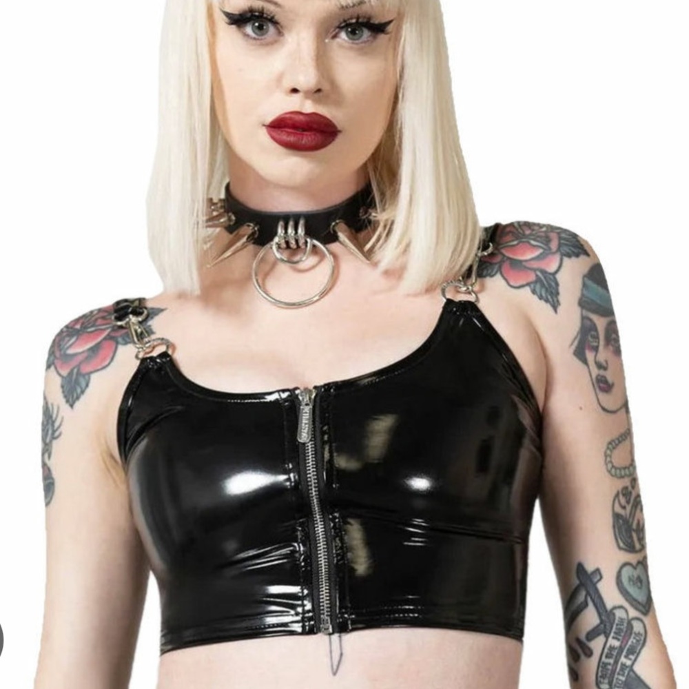 Killstar haunt me vinyl stretchy pvc zip top NWT